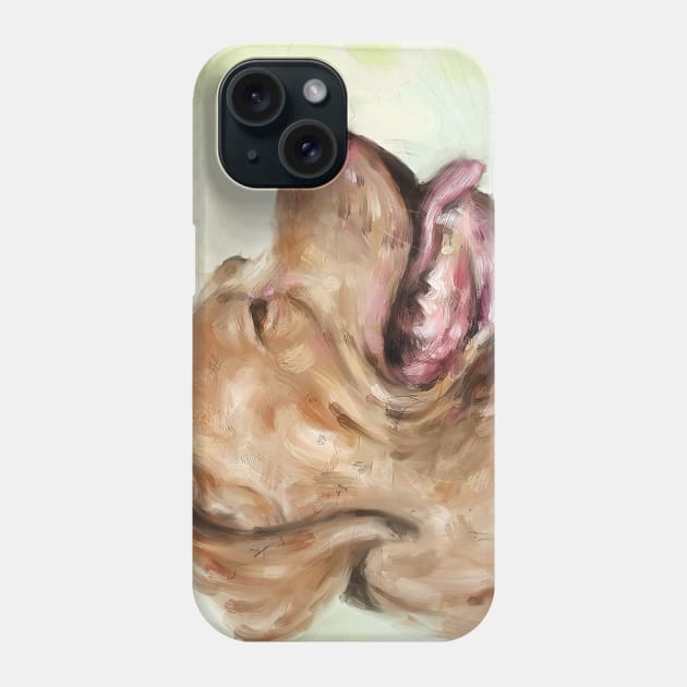 Oil Painting of a Beautiful Red Nose Pit Bull Smiling on a Green Background Phone Case by ibadishi