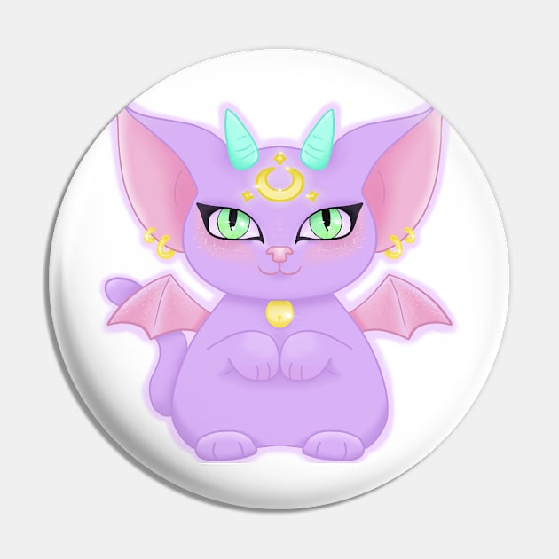 Kawaii Pastel Demon Luna Cat Pin by ZombieCheshire