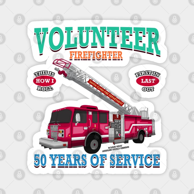 Volunteer Firefighter Fire Truck Novelty Gift Magnet by Airbrush World