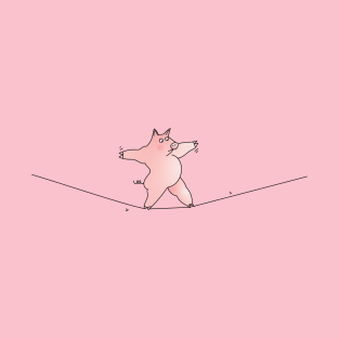 Pig walking a tight rope T-Shirt