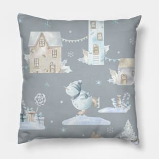 Trendy Pastel Xmas Pattern Winter Snow Christmas Pillow