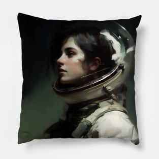 Gothic Astronaut Moody Dark Painting Pillow