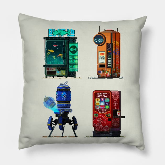 Cyperpunk Vending Machines Pillow by seppuku_doge