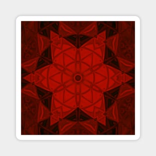 Mosaic Kaleidoscope Flower Red Magnet