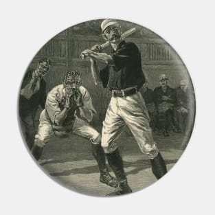 Vintage Sports Baseball, "A Ball or a Strike - Which?"  by Thure De Thulstrup, 1888 Pin