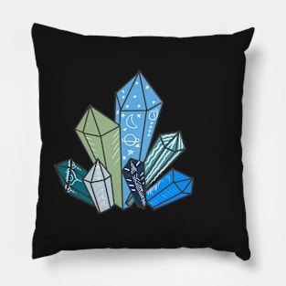 Cool Toned Crystal with Doodles Pillow