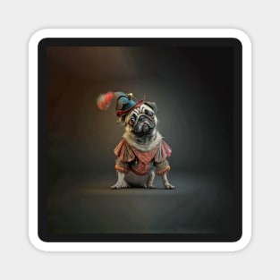 Pug Dog in Jester Costume Magnet