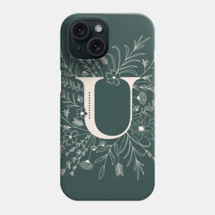 Botanical Letter U (Forest Green) Phone Case