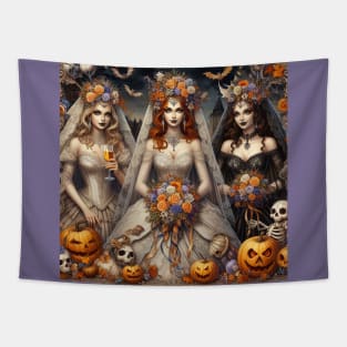 Halloween Bride and Bridesmaids Tapestry