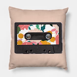 Vintage Audio Tape Floral Pattern Pillow