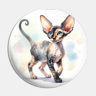 Cornish Rex Watercolor Kitten - Cute Kitties Pin