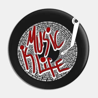 music is life gramophone themed design Pin