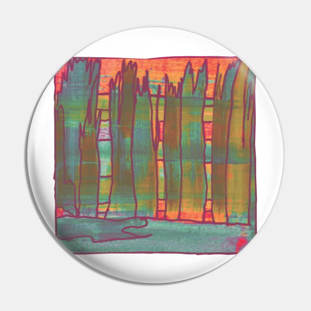 Liminal Space II Orange Sunrise Abstraction Pin by BlackArtichoke