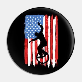 American Flag Unicycling Graphic Pin