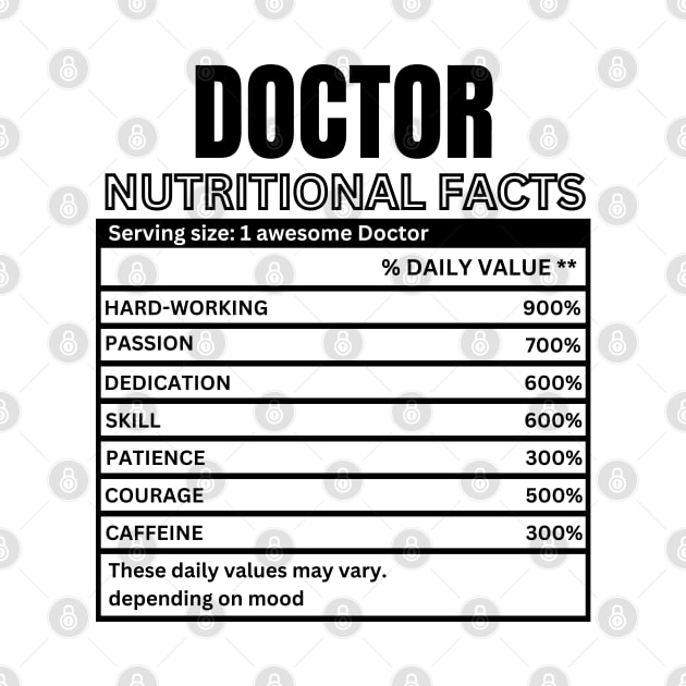 funny Gift idea for doctor - Funny Doctor Nutritional Facts - Doctor Humorous Gift by KAVA-X