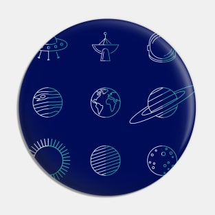 'Our Galaxy' Space Symbols Icons Pin