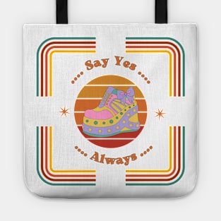 Say Yes Always Line Retro Rainbow Tote