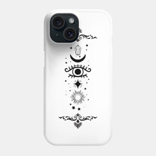 Magical Symbols with the moon, the sun, stars, crystals and the third eye Phone Case