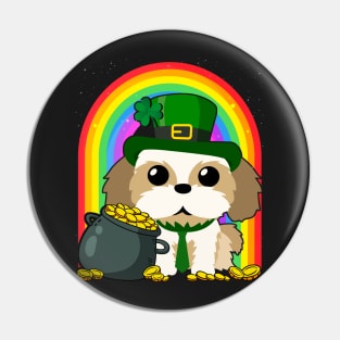 Shih Tzu Rainbow Irish Clover St Patrick Day Dog Gift product Pin