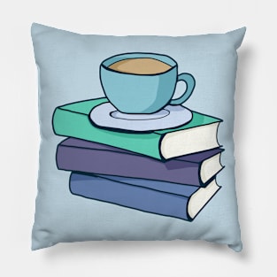 Stack of books with a hot drink Pillow