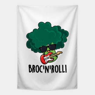 Brock And Roll Cute Veggie Broccoli Pun Tapestry