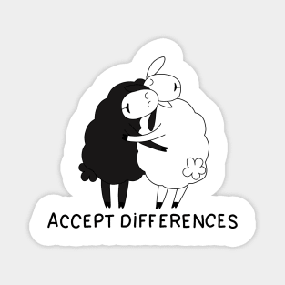 Black sheep and white sheep Magnet