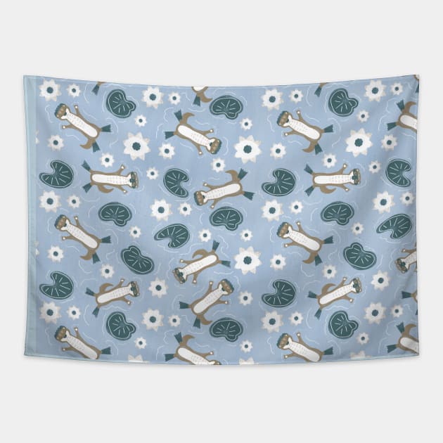 Otterly Calm Pattern Pale Blue Tapestry by so_celia