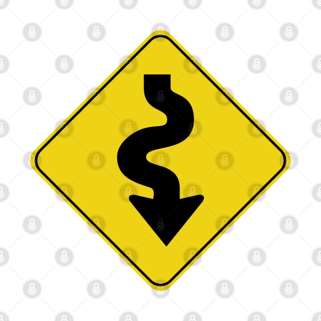 Caution Road Sign Swervy Down Arrow by shanestillz