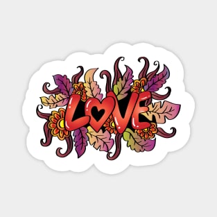 Love word with floral decoration Magnet