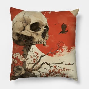 hawk, moon and skull Pillow