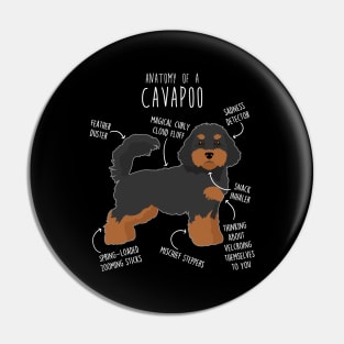 Black and Tan Cavapoo Dog Anatomy Pin