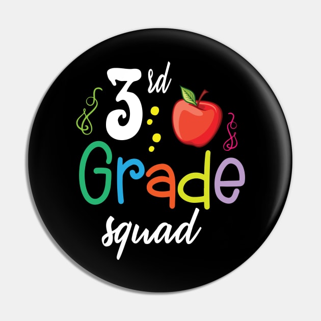 3rd Grade Squad Teacher Student Happy Back To School Day Pin by Cowan79