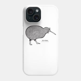Kiwi Bird with Common and Latin Names - on white Phone Case