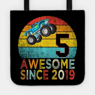 Kids 5Th Birthday Monster Truck Lover 5 Years Old Tote