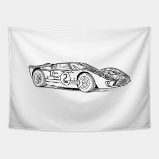 GT40 MK2 Wireframe Tapestry