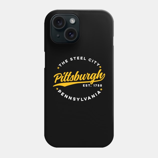 Vintage Pittsburgh Pennsylvania The Steel City USA Black Yellow Phone Case by DetourShirts