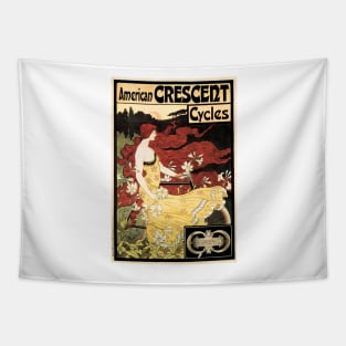 American Crescent Cycles Art Nouveau Advertisement Vintage Tapestry