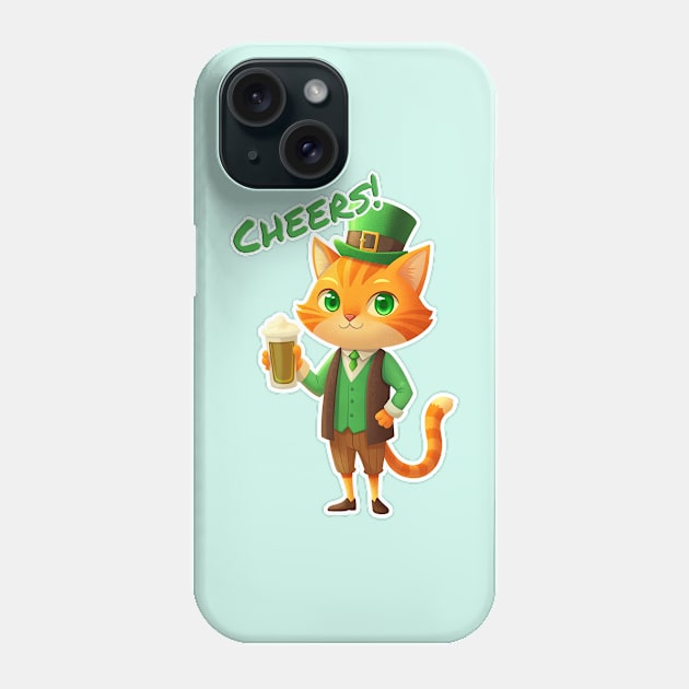 Lucky Cat Leprechaun Cheers! Phone Case by Frim-Design