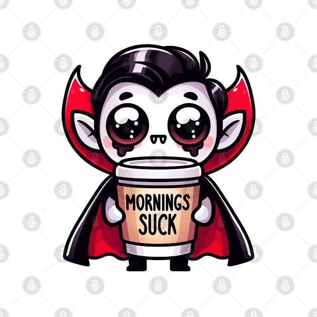 Mornings Suck Vampire Pun With Coffee Sleepy Nightshirt by Dad and Co