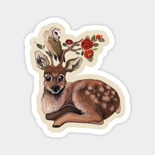 Deer and owl Magnet