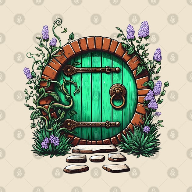 Halfling Circular Door with Lavanders - Fantasy by Fenay-Designs