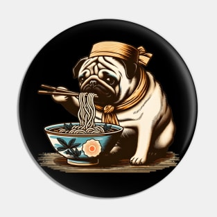 Cute Pug Eating Ramen Pin