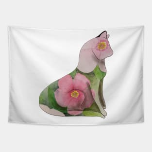 Pretty kitty pink blossom - watercolor painting Tapestry