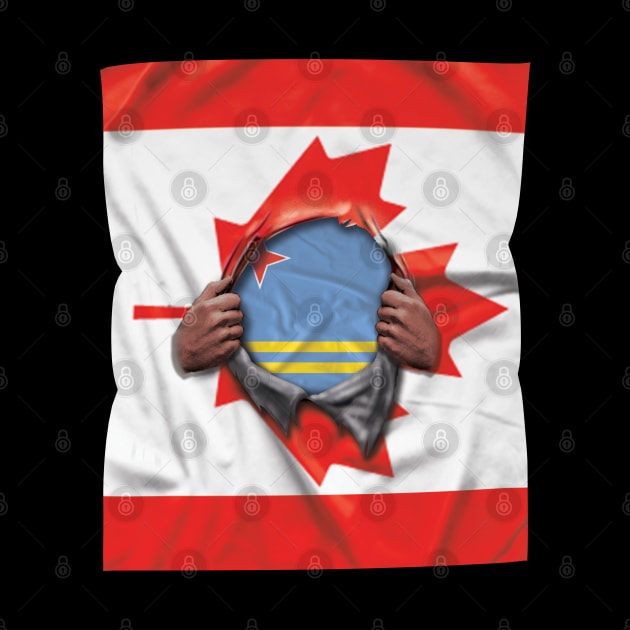 Aruba Flag Canadian Flag Ripped - Gift for Aruban From Aruba by Country Flags