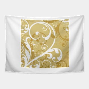 White Golden Floral Art Tapestry