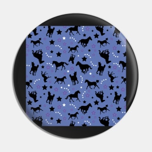 Galloping Horses Purple and Black Pin