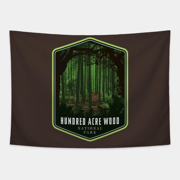 Hundred Acre Wood National park Tapestry by MindsparkCreative