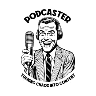 Podcaster Chaos Content Funny Podcast Host Retro Microphone T-Shirt