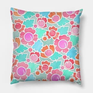 Pastel Tropical Floral Pattern Design with watercolor texture Pillow