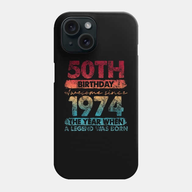 50th Birthday 50 Year Old Vintage 1974 Limited Edition Phone Case by Aleem James